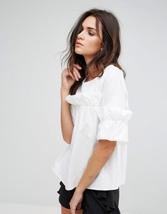 Белый топ с оборками AX Paris - Кремовый