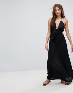 Пляжное тканое платье макси с завязкой ASOS - Черный