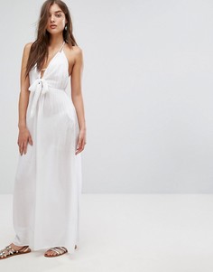 Пляжное тканое платье макси с завязкой ASOS - Белый