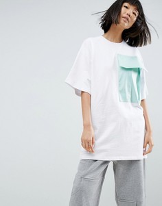 Футболка с атласным карманом ASOS WHITE - Белый