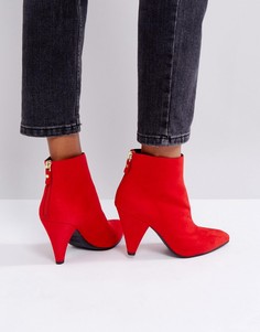 Ботинки на каблуке из искусственной замши New Look - Красный