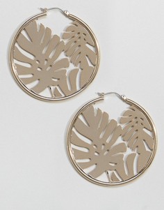 Золотистые серьги-кольца с пальмовым листом Skinnydip - Золотой