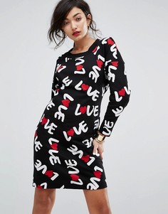 Платье-свитшот с принтом и логотипом Love Moschino - Черный