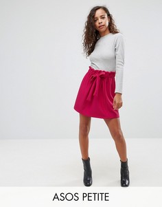 Фактурная расклешенная мини-юбка с поясом ASOS PETITE - Фиолетовый