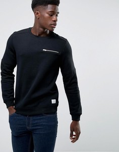 Свитшот с круглым вырезом и молнией Jack &amp; Jones Core - Черный
