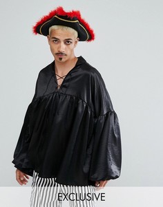 Рубашка пирата со шнуровкой Reclaimed Vintage HALLOWEEN Inspired - Черный