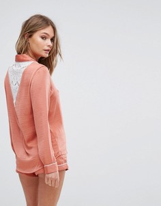 New Look Satin Lace Back Detail Pyjama Set - Розовый