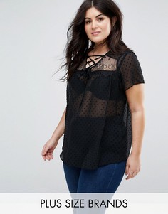 Черная кружевная блузка New Look Curve - Черный