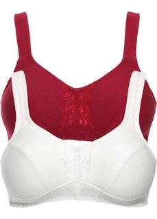 Бюстгальтер без косточек (2 шт.), чашка B (кремовый + темно-красный) Bonprix
