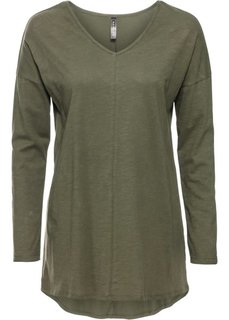 Футболка с длинным рукавом (оливковый) Bonprix