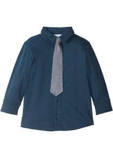 Трикотажная рубашка (2 шт.) (темно-синий/серый меланж с галстуком) Bonprix