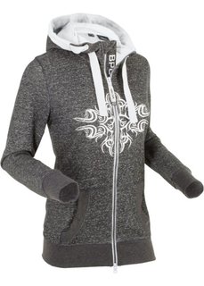 Трикотажная куртка с длинным рукавом (черный меланж) Bonprix