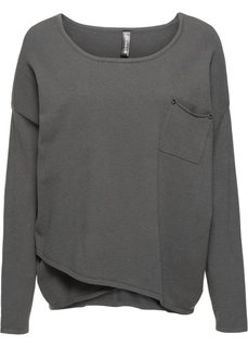 Пуловер с эффектом запаха (темно-серый) Bonprix