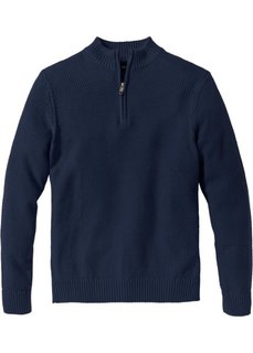 Пуловер Regular Fit с высоким воротом на молнии (темно-синий) Bonprix