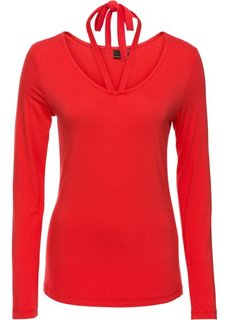 Футболка с длинным рукавом (ярко-красный) Bonprix