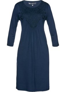 Трикотажное платье с кружевом (темно-синий) Bonprix