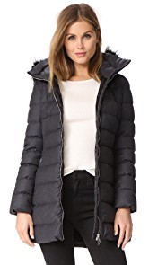 Add Down Fur Trim Wool Puffer Coat