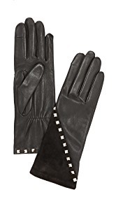 Agnelle Coralie Stud Leather Gloves