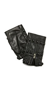 Agnelle Mitaine Studded Leather Gloves