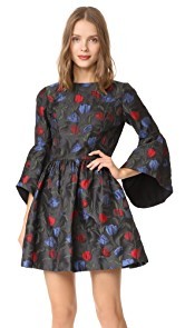 alice + olivia Posie Trumpet Sleeve Party Dress