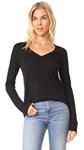 ATM Anthony Thomas Melillo V Neck Raw Edge Sweater