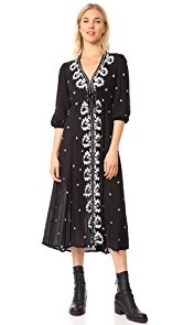 Free People Embroidered V Maxi Dress