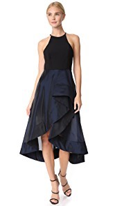 Halston Heritage High Neck Flounce Dress