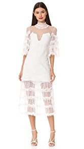 Jonathan Simkhai Thread Mesh Window Lace Long Sleeve Dress