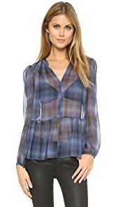 Rebecca Taylor Shadow Plaid Top