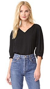 Rebecca Taylor Long Sleeve V Neck Top