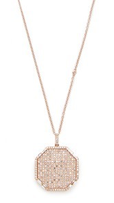 Shay 18k Gold Full Pave Octagon Locket Necklace