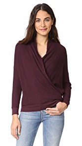 Three Dots Thermal Shawl Collar Top