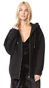 T by Alexander Wang Dense Fleece Zip Up Hoodie