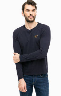 Синяя футболка с круглым вырезом из хлопка Aeronautica Militare