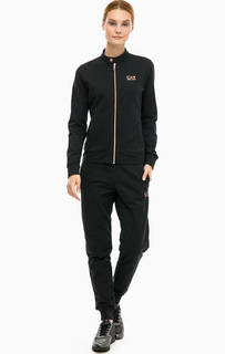 Черный хлопковый спортивный костюм EA7