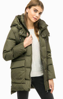 Пуховик цвета хаки с молниями по бокам Geox