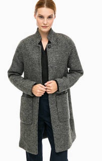 Серое пальто на кнопках Selected