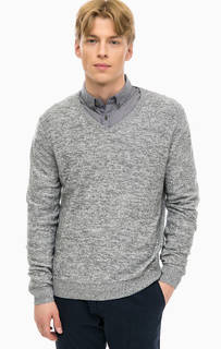 Серый хлопковый джемпер с треугольным вырезом Tom Tailor