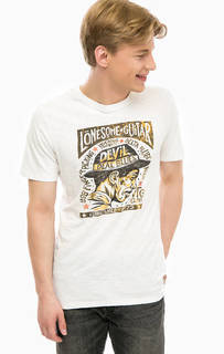 Белая хлопковая футболка с принтом Jack & Jones