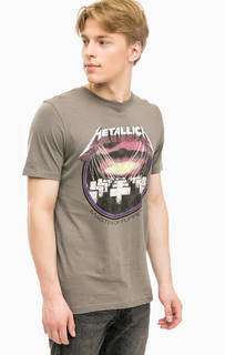 Серая хлопковая футболка с принтом Jack & Jones