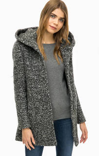 Серое демисезонное пальто с капюшоном Only