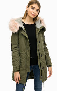 Хлопковая парка цвета хаки с капюшоном Vero Moda