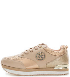 Кожаные кроссовки на шнуровке Guess