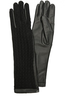 Удлиненные кожаные перчатки с отделкой из шерсти Agnelle