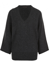 Шерстяной пуловер с укороченным рукавом и V-образным вырезом Tegin
