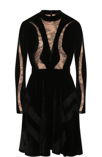 Бархатное платье с кружевными вставками Elie Saab
