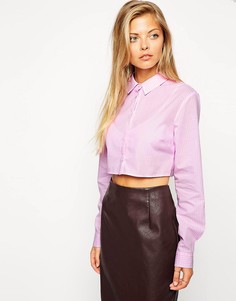 Укороченная рубашка в ярко-розовую полоску ASOS - Розовый