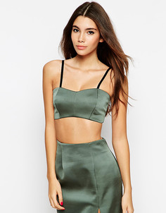 Атласный топ эксклюзивно для ASOS PETITE Co-ord - Зеленый