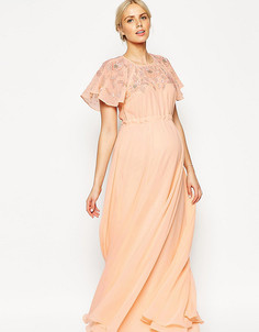 Декорированное платье макси для беременных с рукавами‑бабочка ASOS Maternity - Розовый