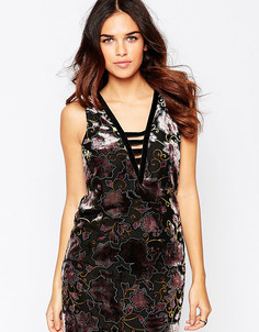 Цельнокройное платье с бархатным узором деворе ASOS PETITE - Мульти